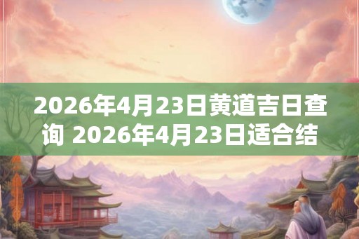 2026年4月23日黄道吉日查询 2026年4月23日适合结婚吗