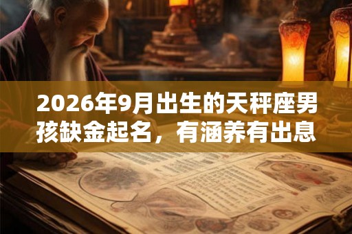 2026年9月出生的天秤座男孩缺金起名，有涵养有出息的名字