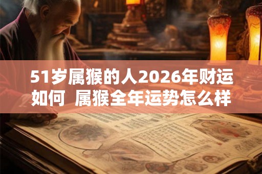 51岁属猴的人2026年财运如何  属猴全年运势怎么样