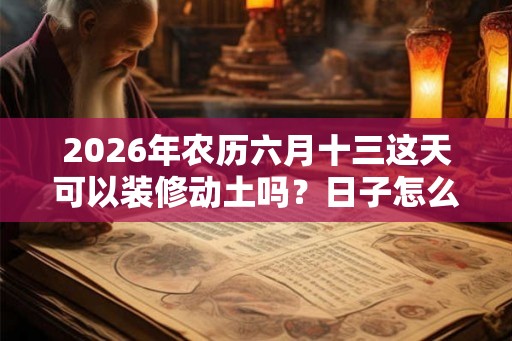 2026年农历六月十三这天可以装修动土吗？日子怎么样？