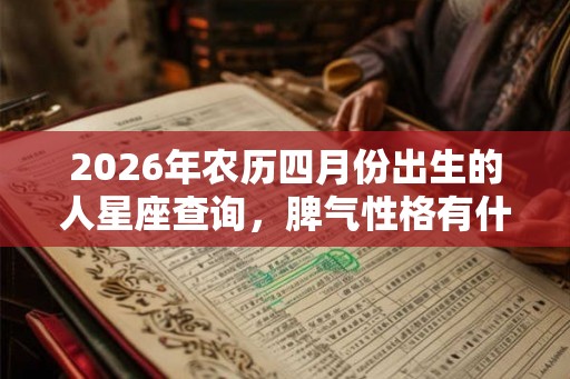 2026年农历四月份出生的人星座查询,脾气性格有什么特征? 2026年农历四月份出生的人星座查询,脾气性格有什么特征?