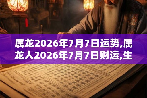 属龙2026年7月7日运势,属龙人2026年7月7日财运,生肖龙2026年7月7日运势