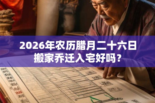 2026年农历腊月二十六日搬家乔迁入宅好吗？