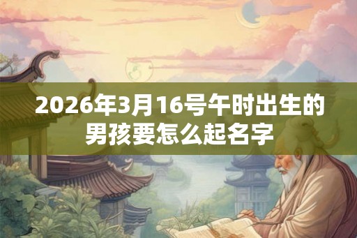 2026年3月16号午时出生的男孩要怎么起名字