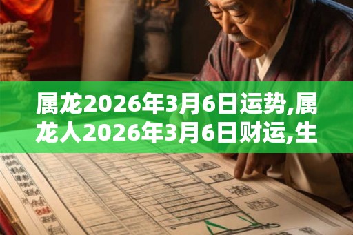 属龙2026年3月6日运势,属龙人2026年3月6日财运,生肖龙2026年3月6日运势