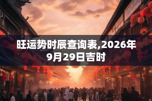 旺运势时辰查询表,2026年9月29日吉时