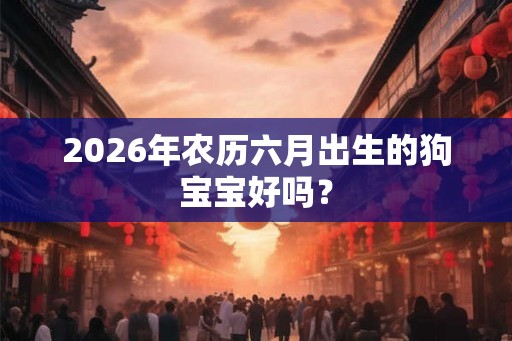 2026年农历六月出生的狗宝宝好吗？