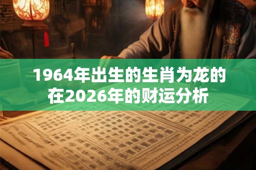 1964年出生的生肖为龙的在2026年的财运分析