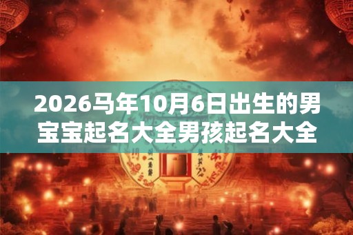 2026马年10月6日出生的男宝宝起名大全男孩起名大全 2026马年10月6日出生的男宝宝起名大全男孩起名大全