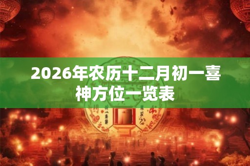 2026年农历十二月初一喜神方位一览表 2026年农历十二月初一喜神方位一览表