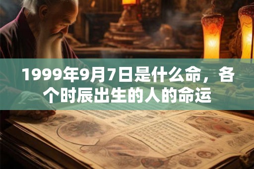 1999年9月7日是什么命，各个时辰出生的人的命运
