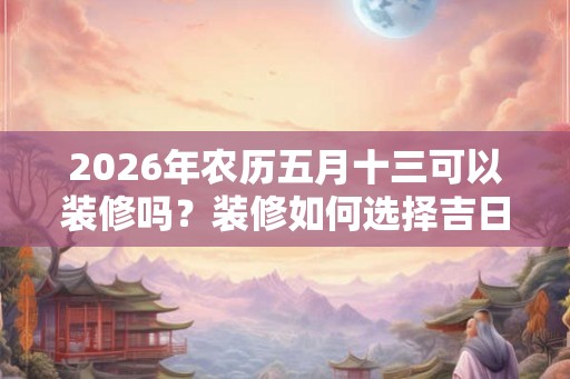 2026年农历五月十三可以装修吗?装修如何选择吉日? 2026年农历五月十三可以装修吗?装修如何选择吉日?