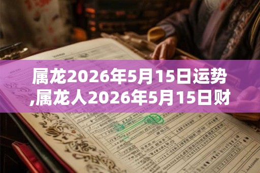属龙2026年5月15日运势,属龙人2026年5月15日财运,生肖龙2026年5月15日运势