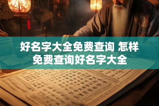 好名字大全免费查询 怎样免费查询好名字大全