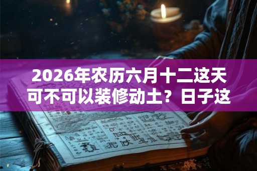 2026年农历六月十二这天可不可以装修动土？日子这天好吗？