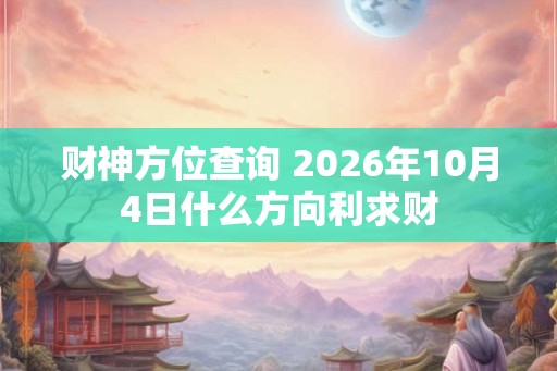财神方位查询 2026年10月4日什么方向利求财