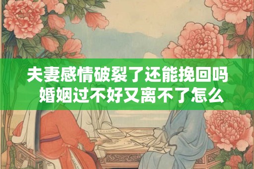 夫妻感情破裂了还能挽回吗  婚姻过不好又离不了怎么办