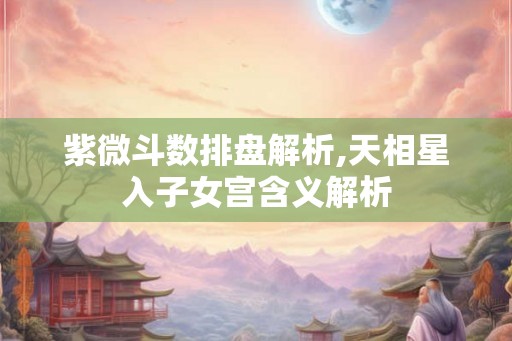紫微斗数排盘解析,天相星入子女宫含义解析 紫微斗数排盘解析,天相星入子女宫含义解析