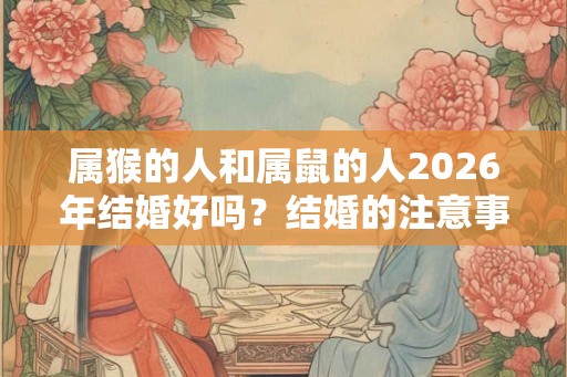 属猴的人和属鼠的人2026年结婚好吗?结婚的注意事项? 属猴的人和属鼠的人2026年结婚好吗?结婚的注意事项?