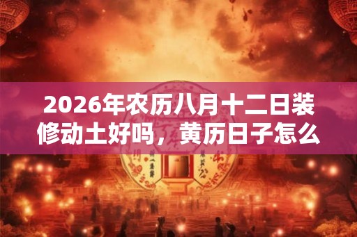 2026年农历八月十二日装修动土好吗，黄历日子怎么样？