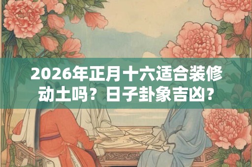 2026年正月十六适合装修动土吗?日子卦象吉凶? 2026年正月十六适合装修动土吗?日子卦象吉凶?