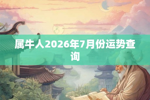 属牛人2026年7月份运势查询 属牛人2026年7月份运势查询