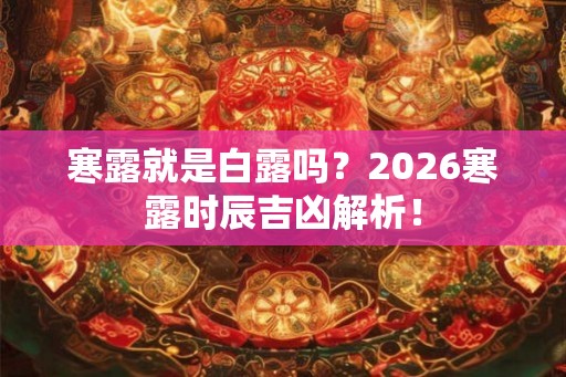 寒露就是白露吗？2026寒露时辰吉凶解析！