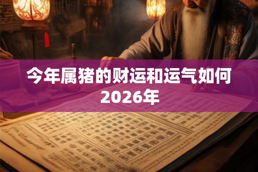 今年属猪的财运和运气如何2026年