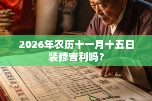 2026年农历十一月十五日装修吉利吗？