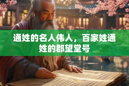 通姓的名人伟人，百家姓通姓的郡望堂号