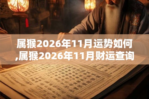 属猴2026年11月运势如何,属猴2026年11月财运查询