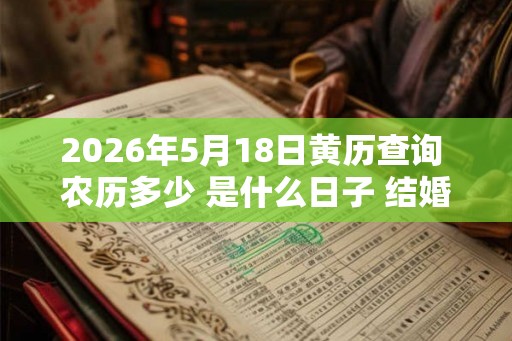 2026年5月18日黄历查询 农历多少 是什么日子 结婚吉时 2026年5月18日黄历查询 农历多少 是什么日子 结婚吉时