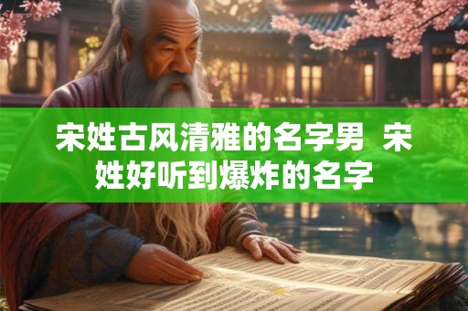 宋姓古风清雅的名字男  宋姓好听到爆炸的名字