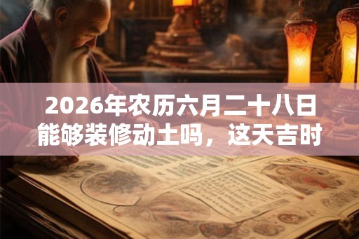 2026年农历六月二十八日能够装修动土吗，这天吉时有哪些？
