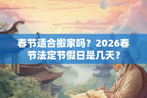 春节适合搬家吗？2026春节法定节假日是几天？