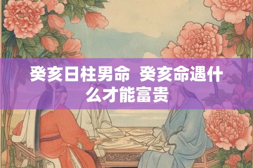 癸亥日柱男命 癸亥命遇什么才能富贵 癸亥日柱男命 癸亥命遇什么才能富贵