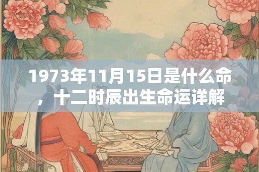 1973年11月15日是什么命，十二时辰出生命运详解