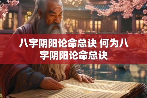 八字阴阳论命总诀 何为八字阴阳论命总诀