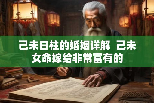 己未日柱的婚姻详解  己未女命嫁给非常富有的
