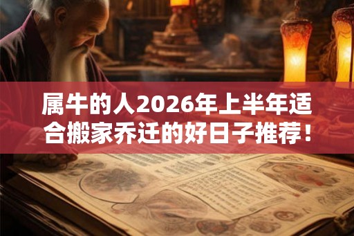 属牛的人2026年上半年适合搬家乔迁的好日子推荐！