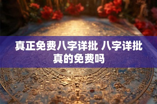 真正免费八字详批 八字详批真的免费吗