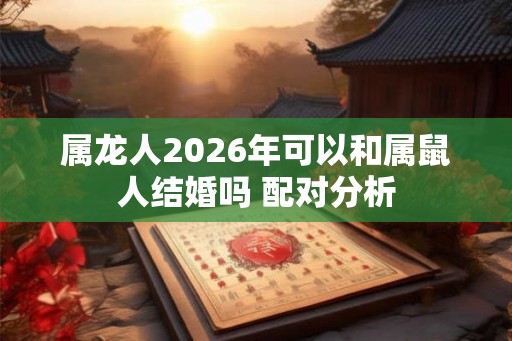 属龙人2026年可以和属鼠人结婚吗 配对分析