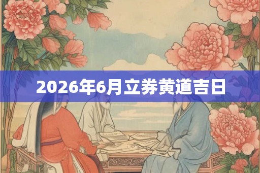 2026年6月立券黄道吉日