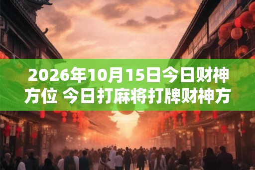 2026年10月15日今日财神方位 今日打麻将打牌财神方位 2026年10月15日今日财神方位 今日打麻将打牌财神方位