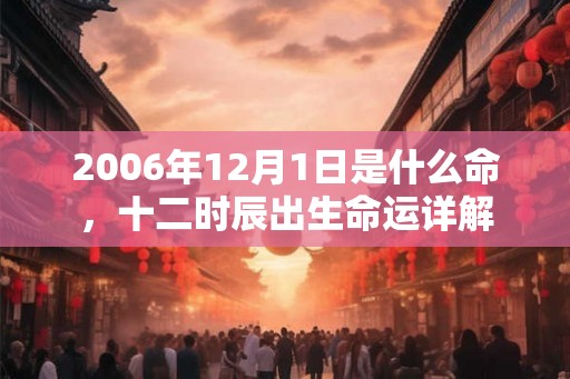 2006年12月1日是什么命，十二时辰出生命运详解