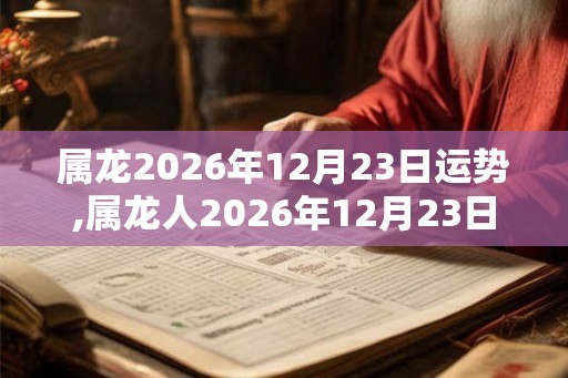 属龙2026年12月23日运势,属龙人2026年12月23日财运,生肖龙2026年12月23日运势