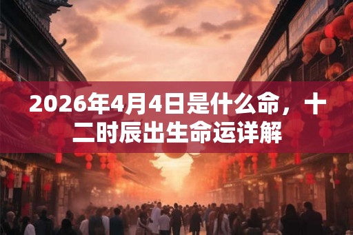 2026年4月4日是什么命，十二时辰出生命运详解