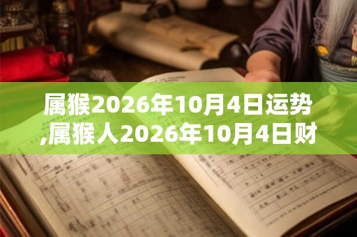 属猴2026年10月4日运势,属猴人2026年10月4日财运,生肖猴2026年10月4日运势