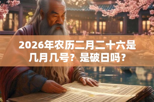 2026年农历二月二十六是几月几号？是破日吗？