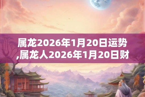 属龙2026年1月20日运势,属龙人2026年1月20日财运,生肖龙2026年1月20日运势
